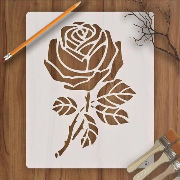 Rose Flower Reusable Stencil for Canvas and Wall Painting (ID#21)