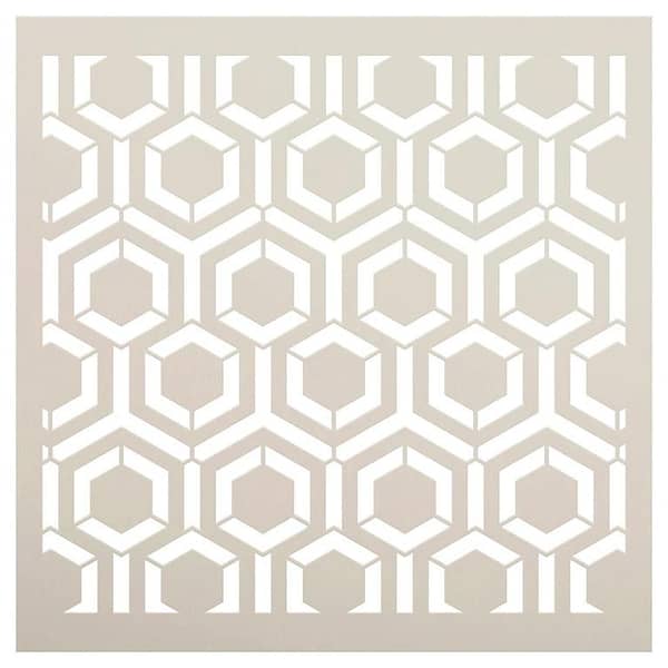 Aizal Collection Radiating Hexagon Geometric Wall Stencil – 9x9 Inch Reusable Template for Walls, Wood, Floors & Furniture