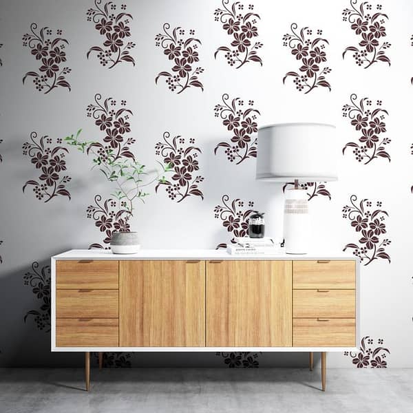 Jasmine Floral Wall Stencil – 16x24 Inch Reusable Template for Wall Painting (DIY Flower Design) – Aizal Collection
