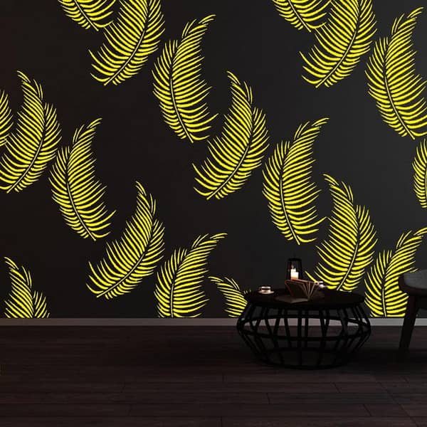 Feather Leaf Wall Stencil – 16x24 Inch Reusable Sheet by Aizal Collection