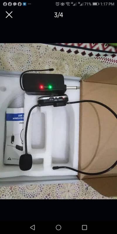 wireles head gear rechargabl mic with device and box