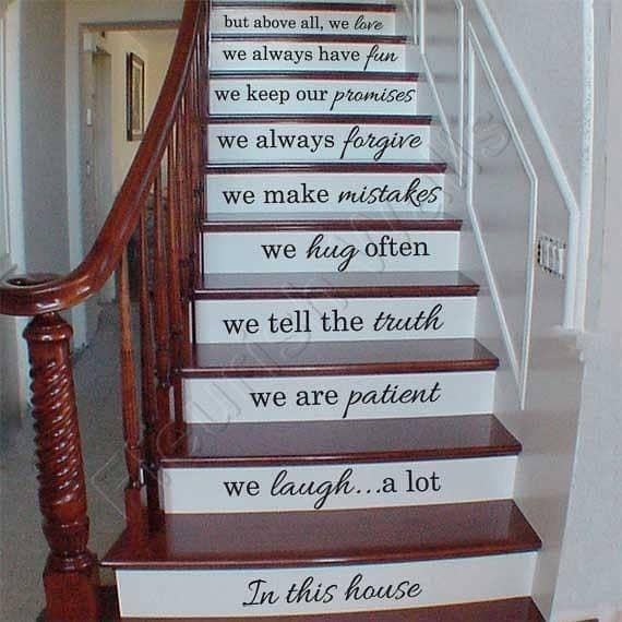 Stairs Stickers Staircase Riser Decor Decal – Motivational Family Quote (639Q)