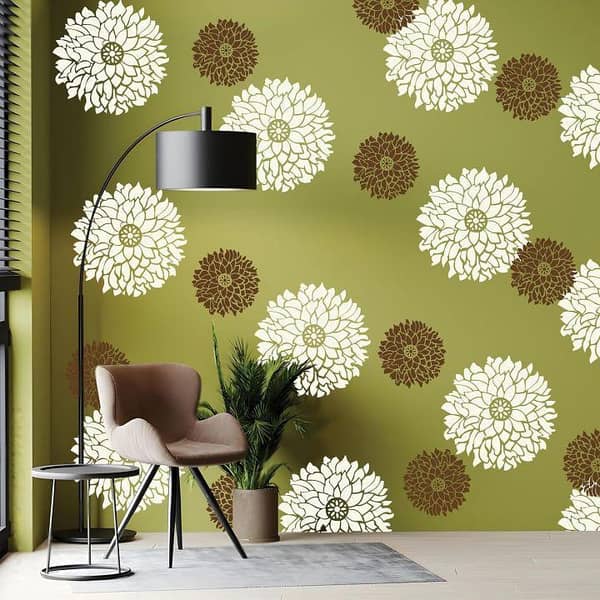 Kayra Décor Magical Marigold Wall Stencil – 16x24 Inch Reusable PVC Stencil Sheet for Wall Painting and Home Décor