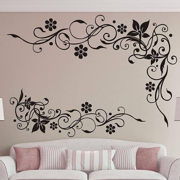 Wall Sticker Lovely Flower and Vine Wall Decal (90 × 59 cm)