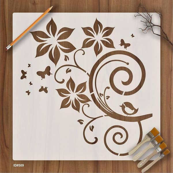 Calligraphy Reusable Stencil for Canvas and Wall Painting ID 509