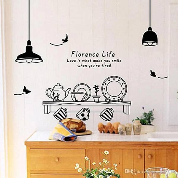 Coffee Wall Stickers Vinyl Wall Decals – English Quote for Kitchen and Dining Room