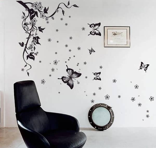 jm8062 Black Flying Butterfly Wall Sticker set for Living Room, Bedroom, TV, Window and Glass Surfaces