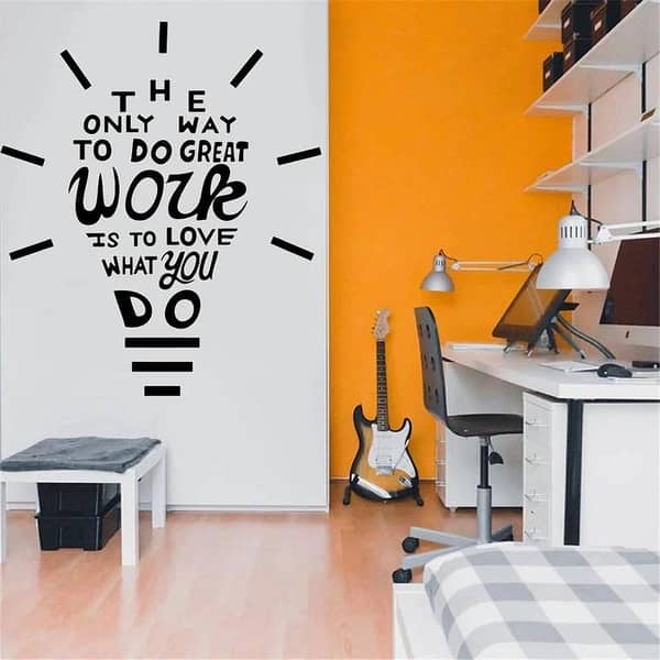 Love What You Do: Motivational Quotes Wall Sticker with Creative Light Bulb Design for Office Decor