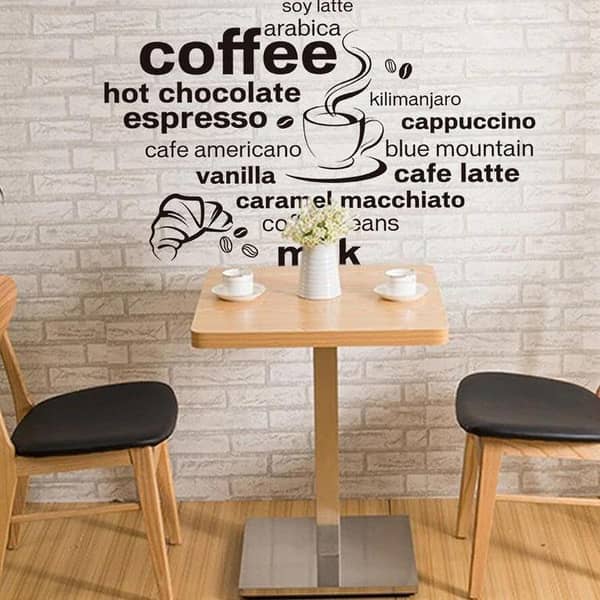 JM7323 English Proverbs Coffee Wall Sticker for Cafe, Kitchen, and Restaurant