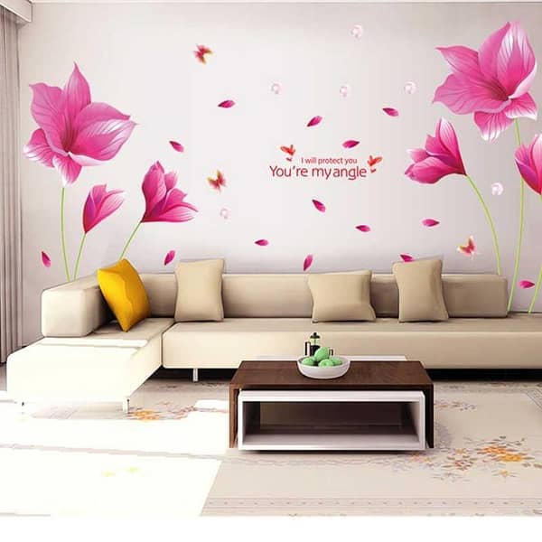 3D Wall Sticker: Beautiful Flower Design by PVC Landscape Wall Art (Model 8062)