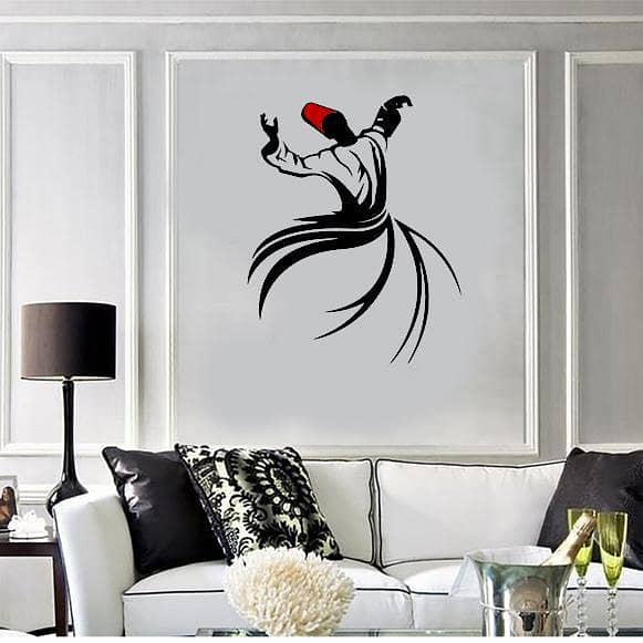 white and black Dervish dance Islami wall sticker 30x24 inches