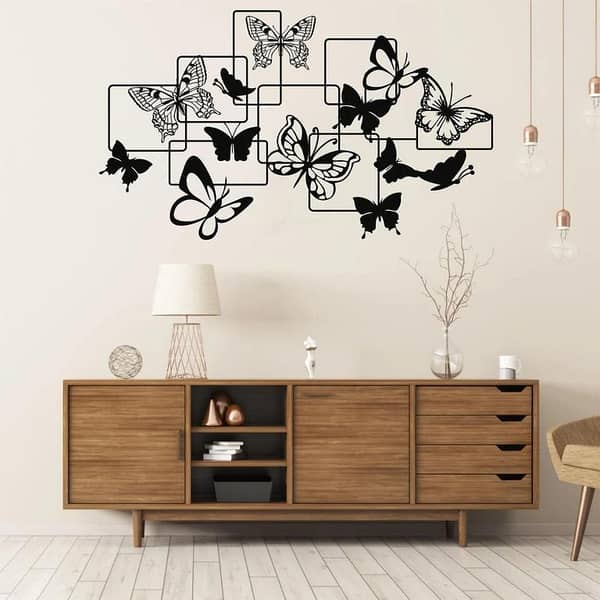 Wall Decor: Flock of Butterflies, Office Entryway and Living Room Wall Sticker