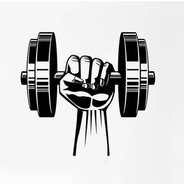 x 1 Feet Dumbbell Fitness Self-Adhesive Wall Sticker – Black, for Gym, Home Décor