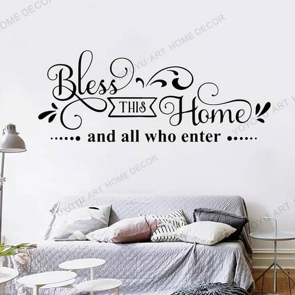 Bless This Home Wall Decal for Entryway, Christian Wall Sticker for Living Room