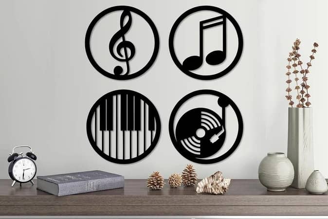 Musical Set of 4 Wall Stickers – Musical Note Wall Decor for Musicians