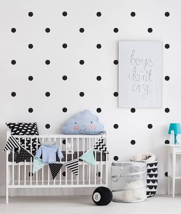Pack of 100 Dot Circles Wall Stickers for Kids' Bedroom Decor (3 cm each) – White, Black, Red, Yellow