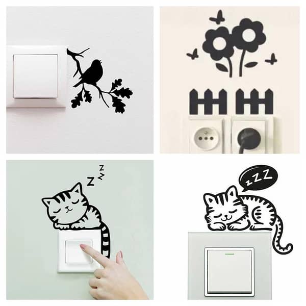 4 Cartoon Switchboard Stickers for Home Decoration