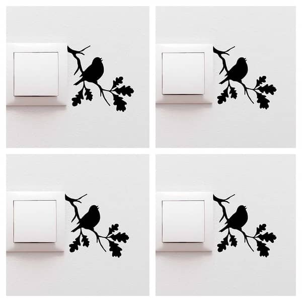 Wall decal branch and bird for switchboard (pack of 2 or 4)