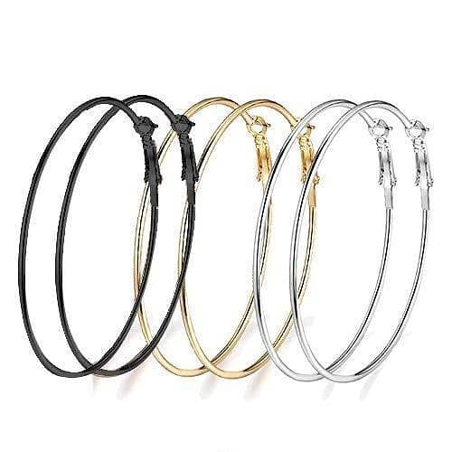 Pack of 3 Hoop Earrings in Black, Gold, and Silver – egfrmic2f-8
