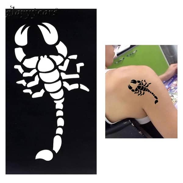 1 Piece Scorpion Pattern Henna Tattoo Stencil for Arm and Body Art – Small