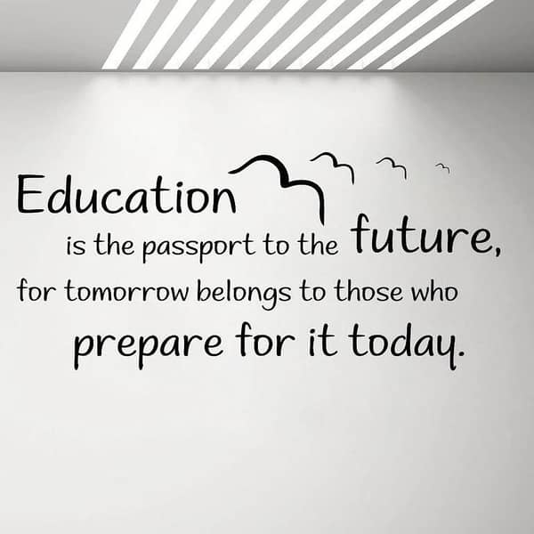 Vinyl Wall Sticker: Education is the Passport to the Future – Motivational Quote for Classroom Decor, C286