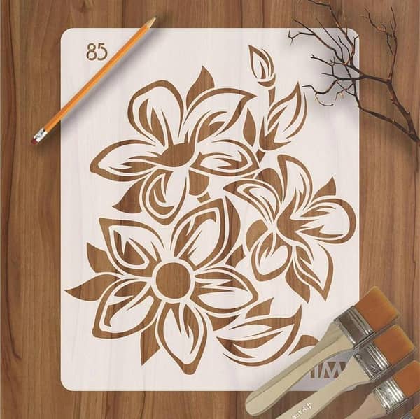 Floral Reusable Stencil for Canvas and Wall Painting id # 85