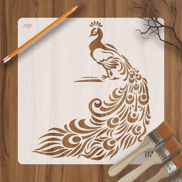 Peacock Reusable Stencil for Canvas and Wall Painting (ID 91)