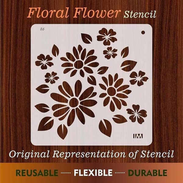 Floral Reusable Stencil for Canvas and Wall Painting