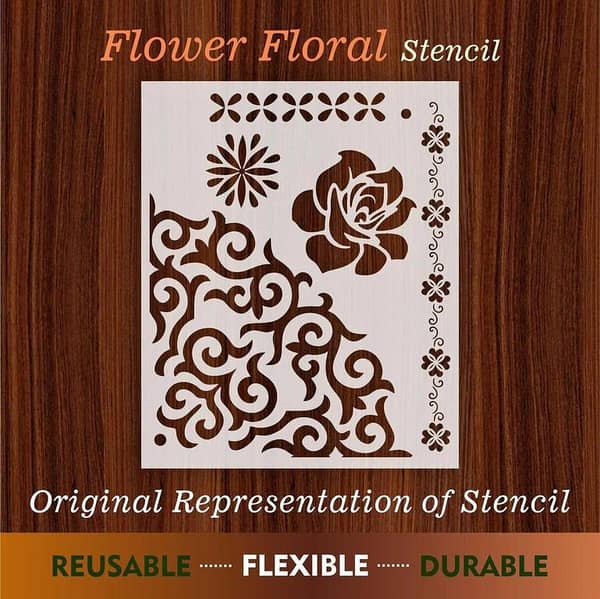 Flower Floral Reusable Stencil for Canvas and Wall Painting - id 64