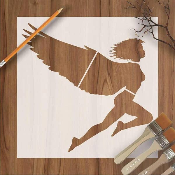 Woman With Wings Flying Reusable Stencil for Canvas and Wall Painting ID# 443