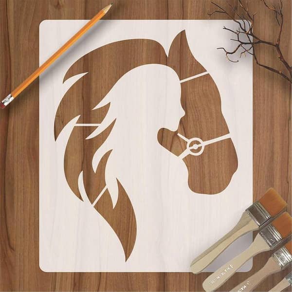 Horse & Girl Reusable Stencil for Canvas and Wall Painting (ID 439)
