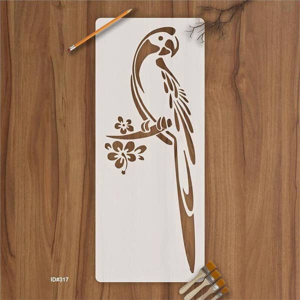 Parrot Stencil – Reusable Stencil for Canvas and Wall Painting (id 317)