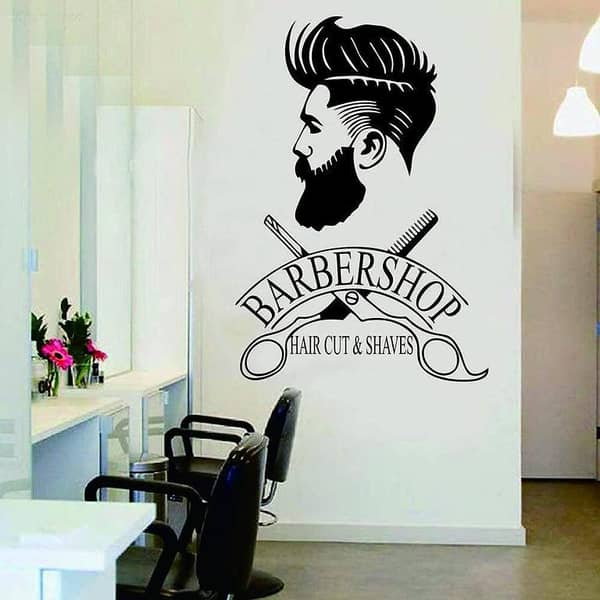 Barber Shop Removable Wall Decal Art for Barbershop Window Decoration (57x40 cm) – JWH108