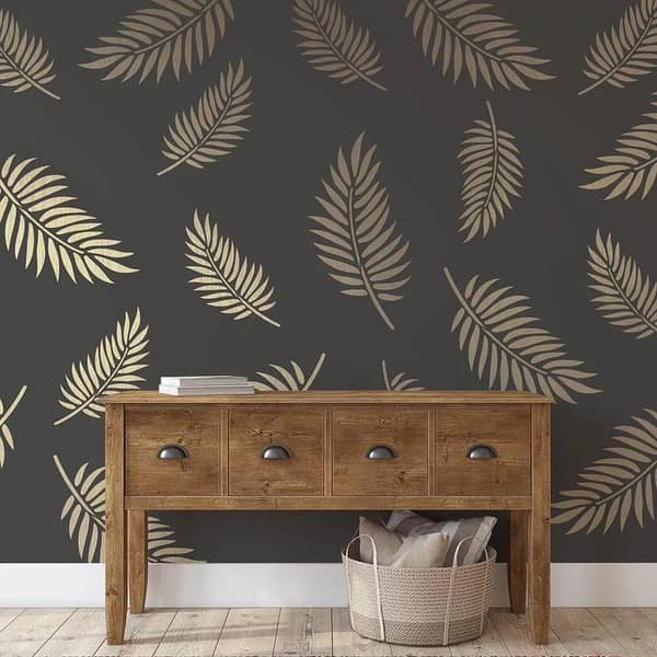 Palm Leaves Pattern Wall Stencil by a US-based Family Brand