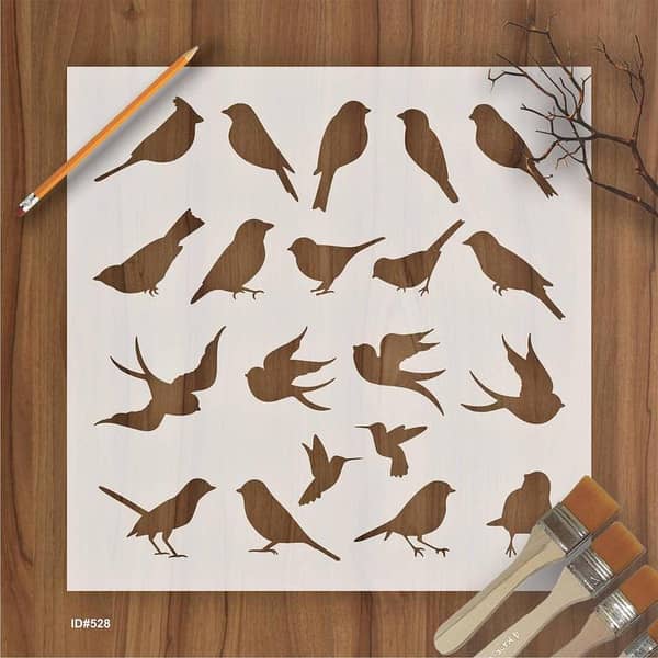 Sparrow Stencil for Wall Painting, Scrapbooking, and Card Embellishments – ID 528