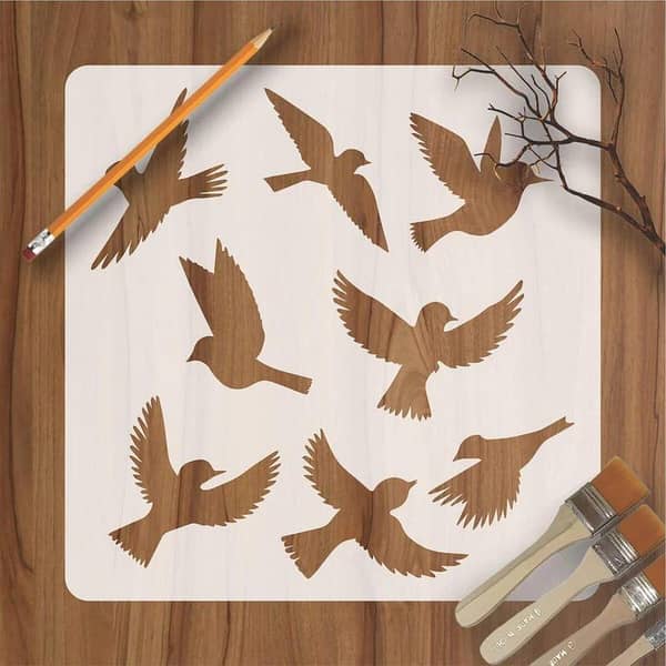 Birds Flying Reusable Stencil for Canvas and Wall Painting ID#206