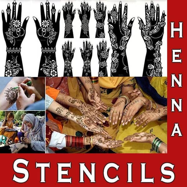 Henna Template Hand Large Temporary Tattoo Stencil Mandala Mehndi