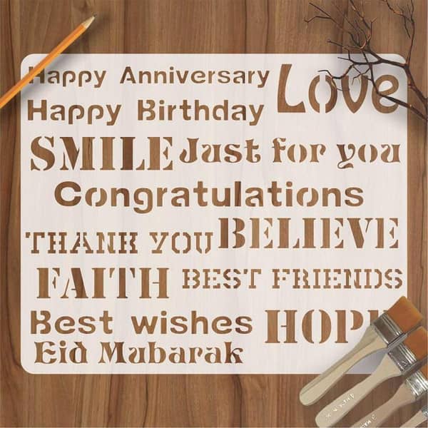 imart Stencils English Titles Reusable Stencil for Wall, Furniture, and Canvas DIY Home Decor