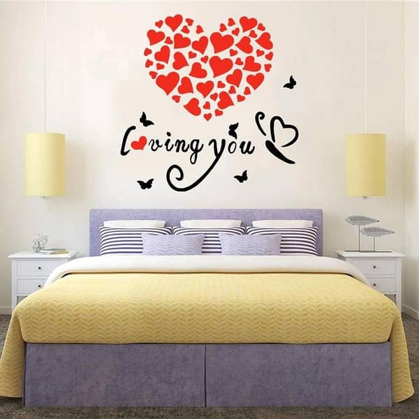 Love Heart Wall Stickers - Red, 2 x 2 ft, Decor Lovers