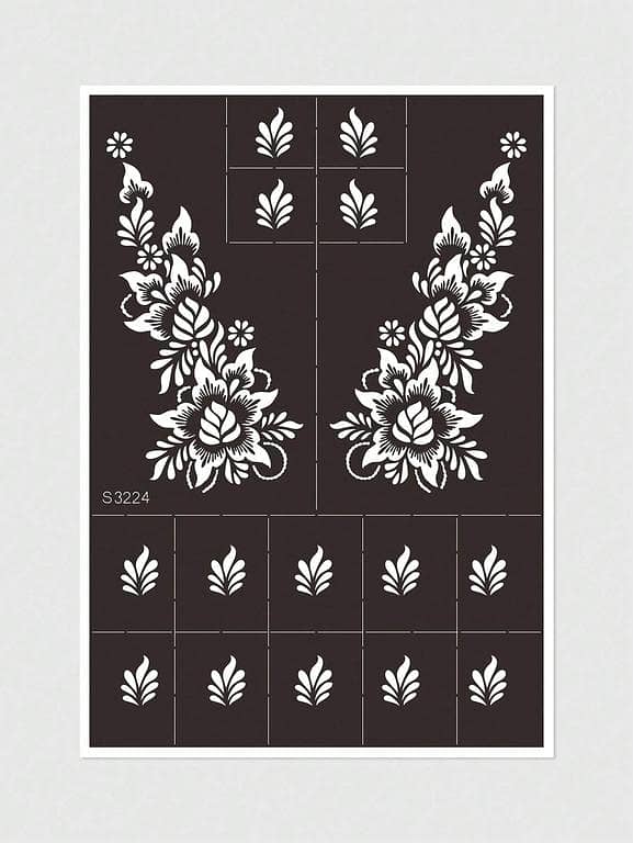 2pcs Handmade Skin Embossed Paper Rose Template for Women’s Body Art, Reusable Sterile Tattoo Sticker