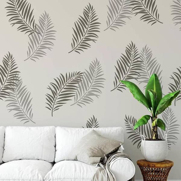 Single Palm Leaf Pattern Wall Stencil (36" x 24")
