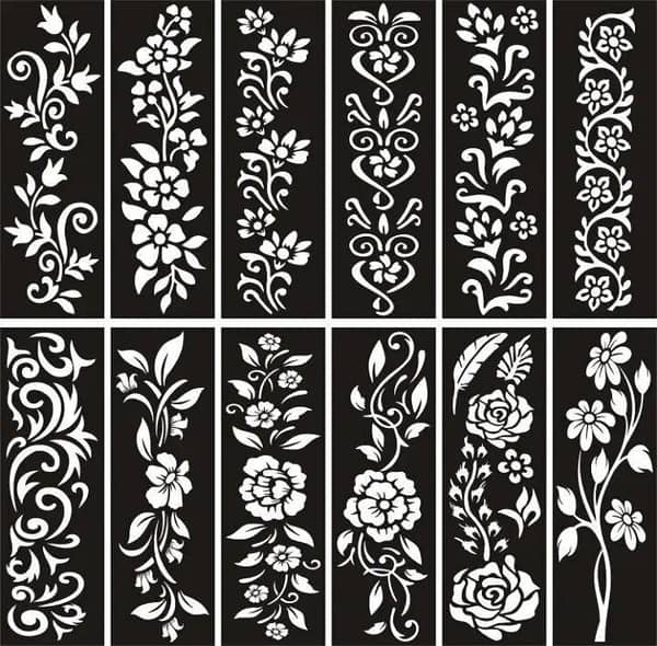 rubab collection Pack of 12 Henna Bail Design Stickers & Stencils