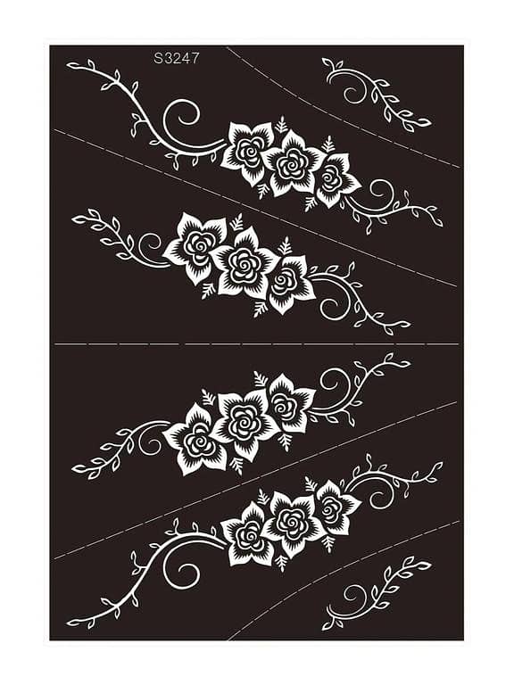 1pc Flower Pattern Hollow Out Tattoo Stencil