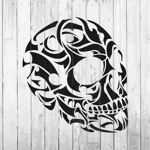 TRIBAL SKULL STENCIL for Body Art