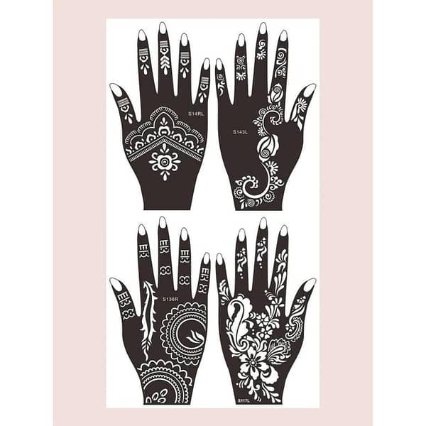 4pcs Flower Pattern Hollow Out Tattoo Stencil