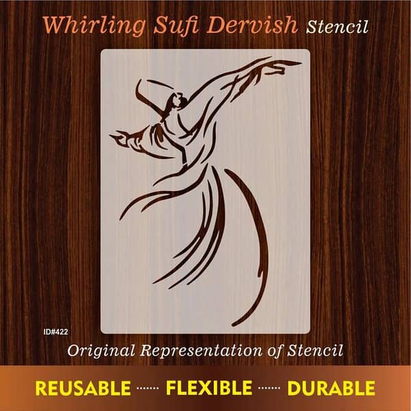 Whirling Sufi Dervish Stencil Meditation, Dervishes,Rebirth,Love, Acrylic Painting, Islam, Turkish Framed Tile. ID #522