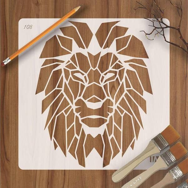 Lion Reusable Stencil for Canvas and Wall Painting id 108
