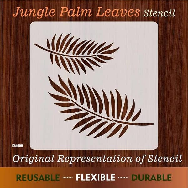 Jungle Palm Leaves Reusable Stencil for Wall Painting, Scrapbooking, Embossing, and Card Making