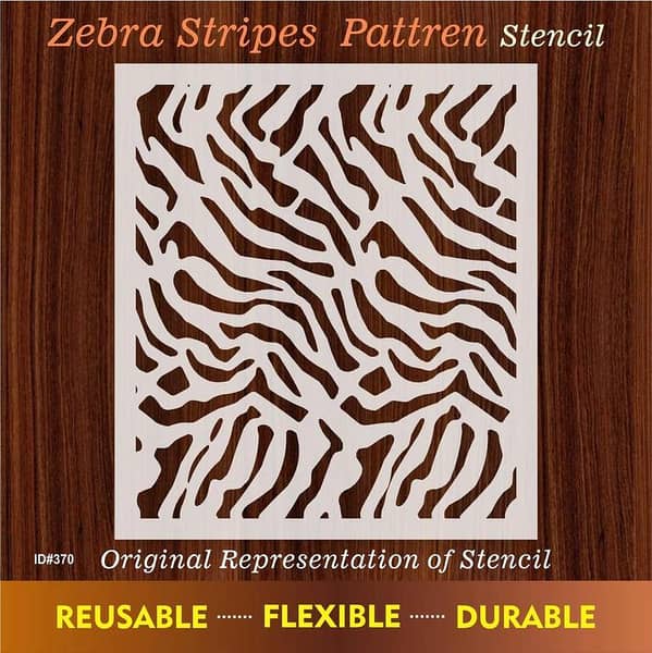 Zebra Stripes Pattern Stencil for Canvas and Wall Painting (ID 370)