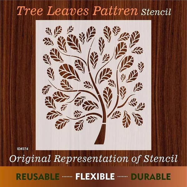 Tree Leaves Pattern Stencil for Canvas and Wall Painting (Reusable) id 374